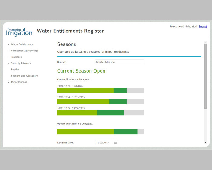 Tasmanian Irrigation -Water Entitlements Register